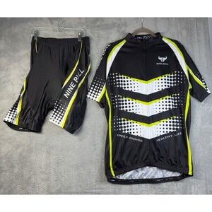 Nine Bull Cycling Outfit Shirt Shorts Mens Extra Extra Large Black White Green